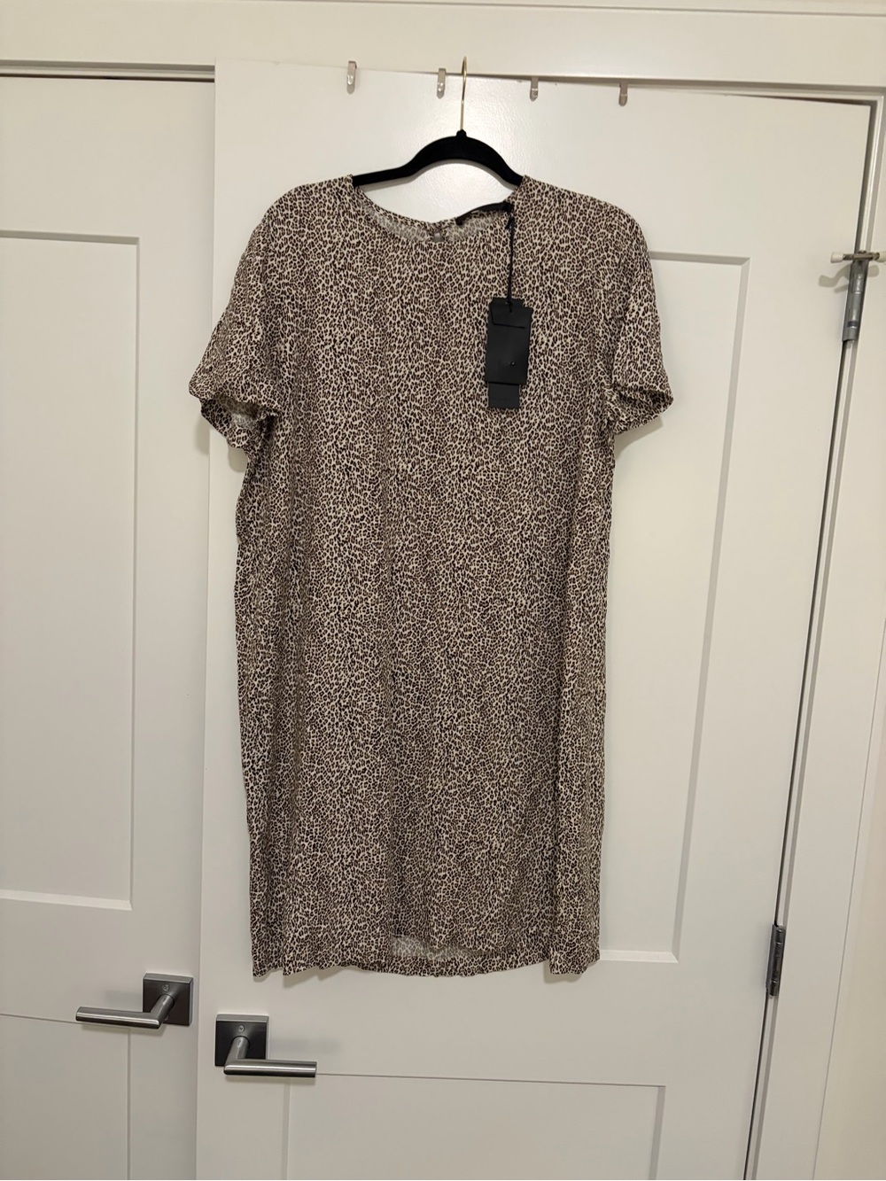 Jenni Kayne Taupe Leopard Print Midi Shift Dress